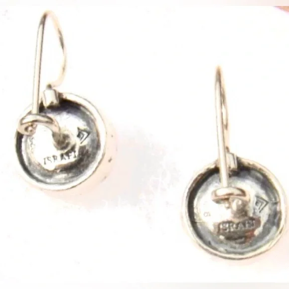 Silpada Vintage RARE Sterling Silver & Genuine Pearl Margarite Hammered Earrings - Picture 6 of 8